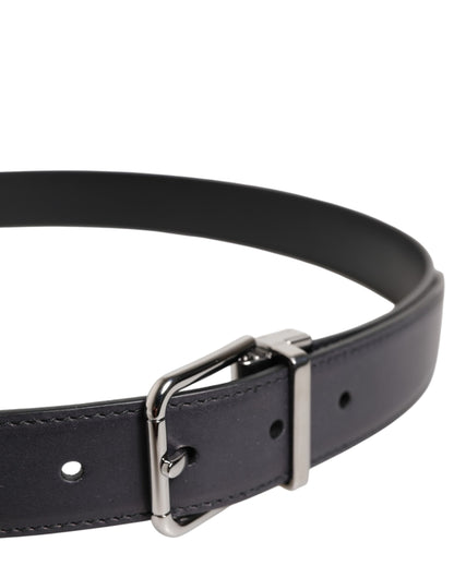 Ceinture Dolce & Gabbana en cuir de veau noir classique à boucle argentée