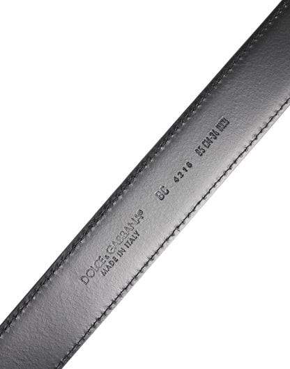 Ceinture Dolce & Gabbana en cuir de veau noir classique à boucle argentée