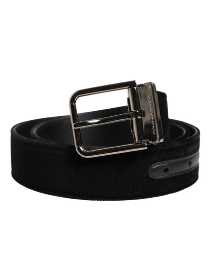 Ceinture Dolce & Gabbana en coton noir avec boucle en métal argenté