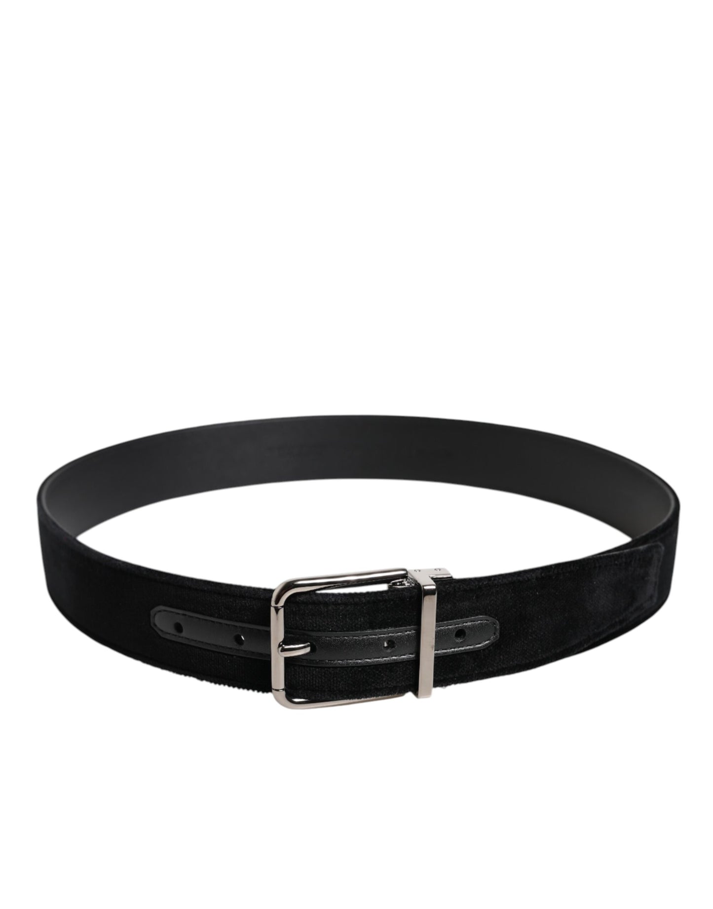 Ceinture Dolce & Gabbana en coton noir avec boucle en métal argenté