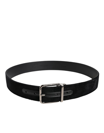 Ceinture Dolce & Gabbana en coton noir avec boucle en métal argenté