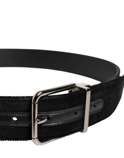 Ceinture Dolce & Gabbana en coton noir avec boucle en métal argenté