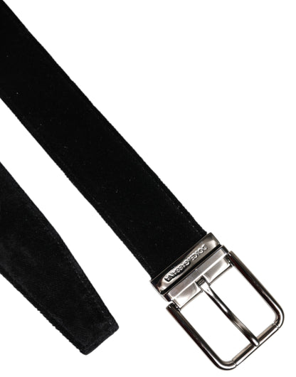 Ceinture Dolce & Gabbana en coton noir avec boucle en métal argenté