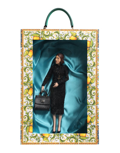 Dolce & Gabbana Robe Noire MARIA Porcelaine Défilé Cuir Sicile Poupées