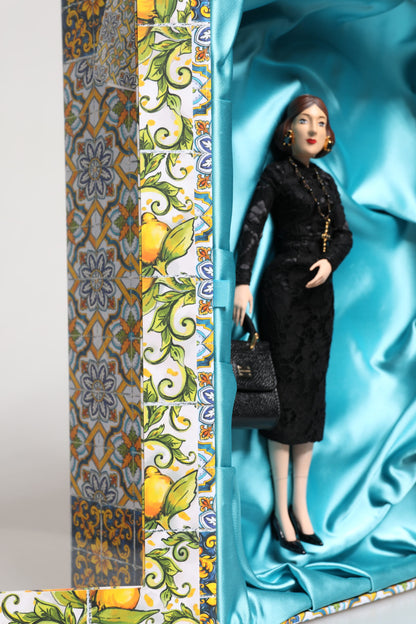 Dolce & Gabbana Robe Noire MARIA Porcelaine Défilé Cuir Sicile Poupées