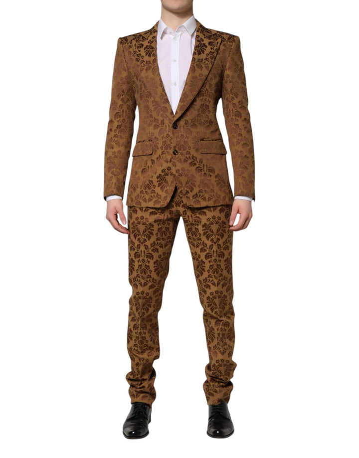 Costume 2 pièces SICILIA jacquard floral marron Dolce & Gabbana