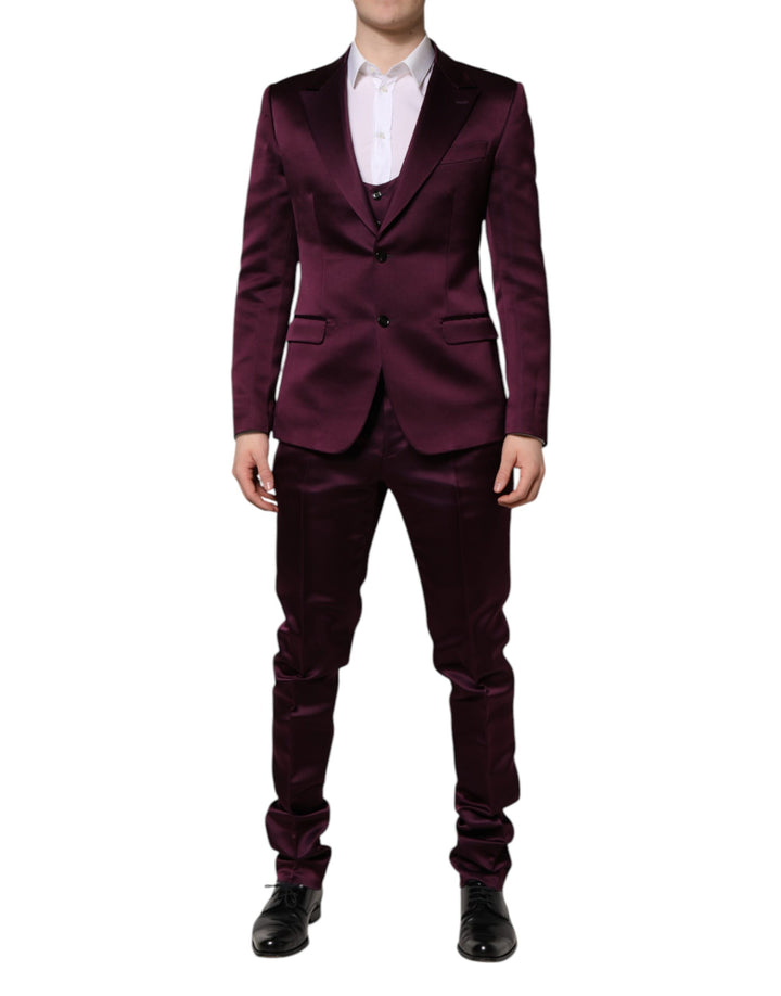 Costume croisé 3 pièces Dolce & Gabbana en soie violet foncé