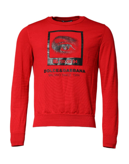 Suéter Dolce & Gabbana de hombre con cuello redondo y estampado de ojos rojos