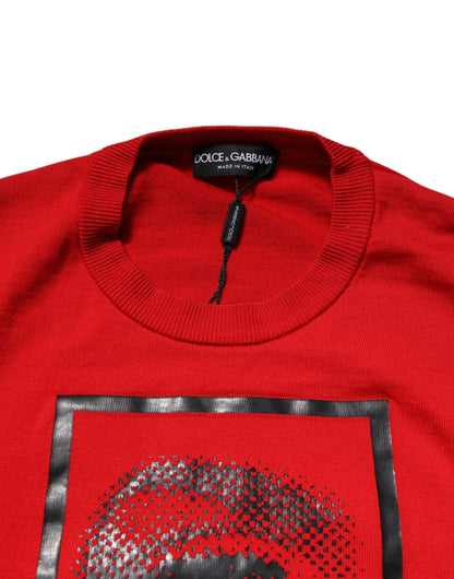 Suéter Dolce & Gabbana de hombre con cuello redondo y estampado de ojos rojos