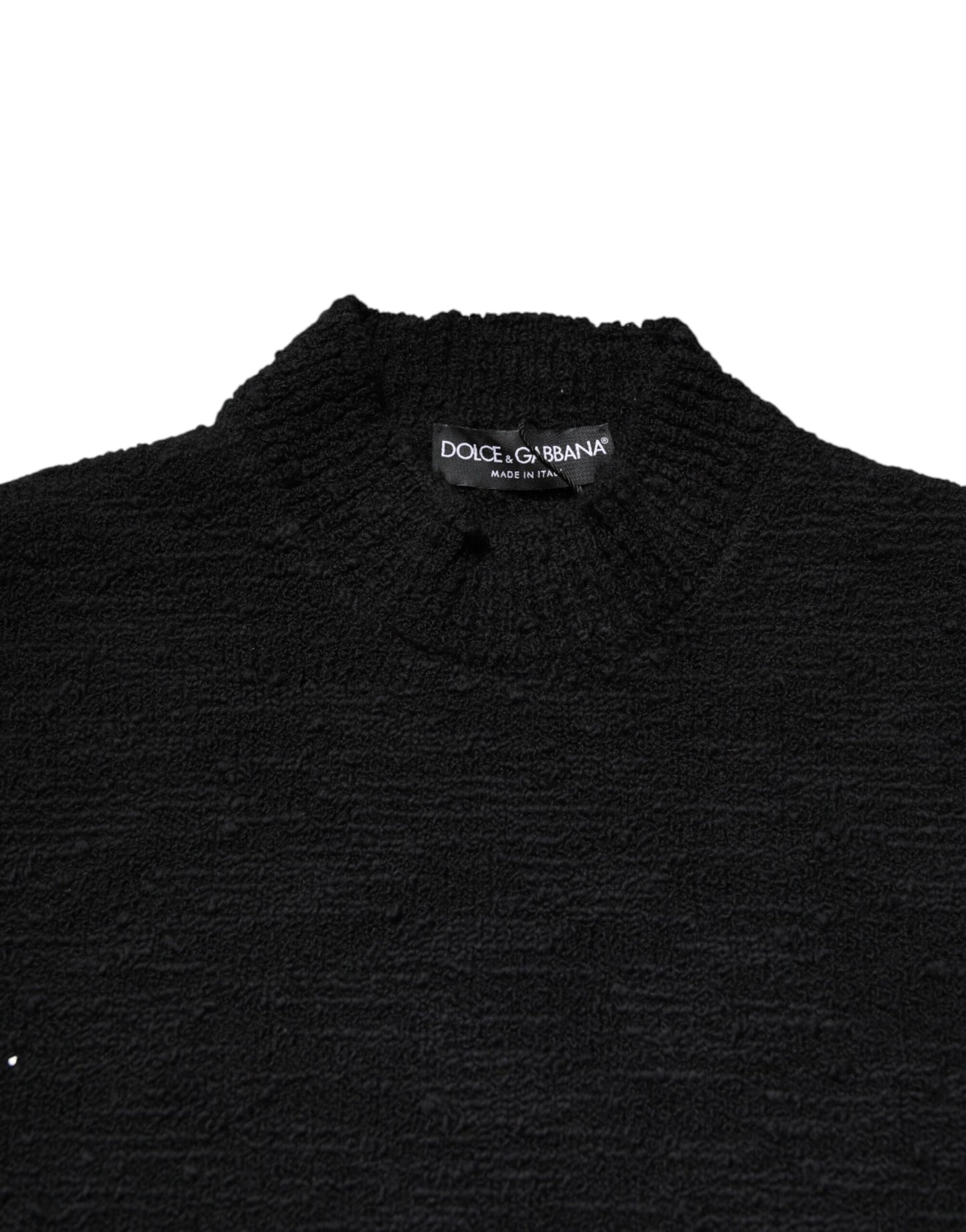 Suéter de punto de lana negra con cuello redondo Dolce & Gabbana