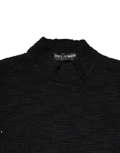 Suéter de punto de lana negra con cuello redondo Dolce & Gabbana