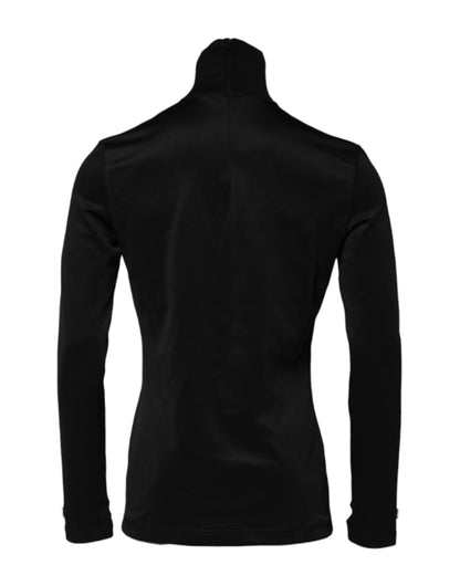 Suéter de cuello alto de poliéster negro Dolce & Gabbana
