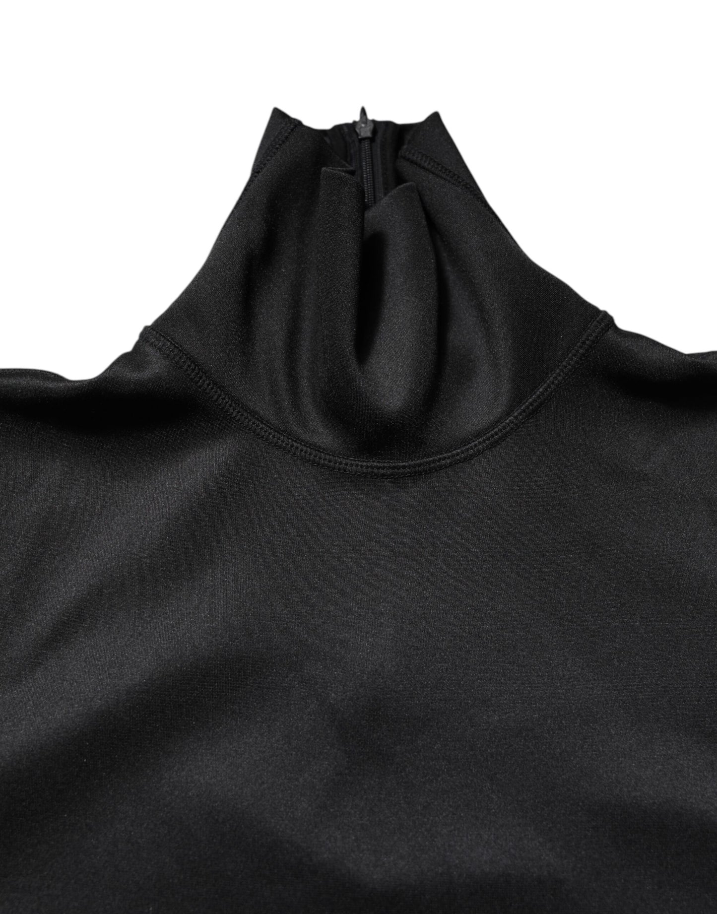 Suéter de cuello alto de poliéster negro Dolce & Gabbana
