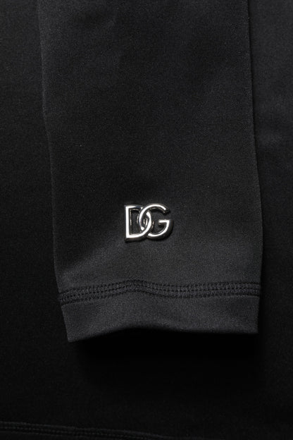 Suéter de cuello alto de poliéster negro Dolce & Gabbana