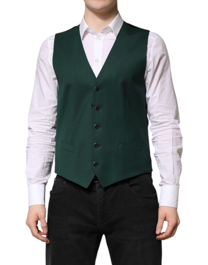 Gilet de costume Dolce & Gabbana en laine verte pour homme