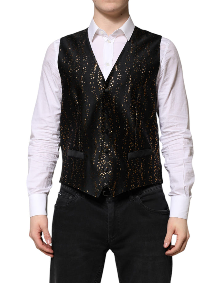 Gilet de costume formel Dolce & Gabbana en lurex noir pour homme