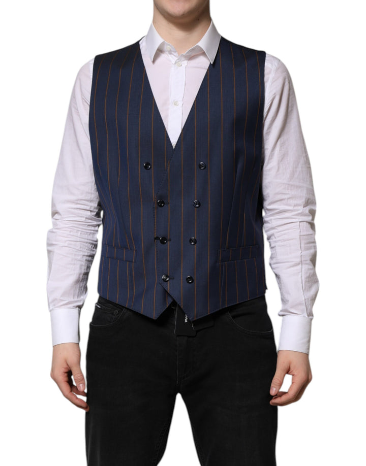 Gilet de costume formel en laine rayé bleu Dolce & Gabbana pour homme