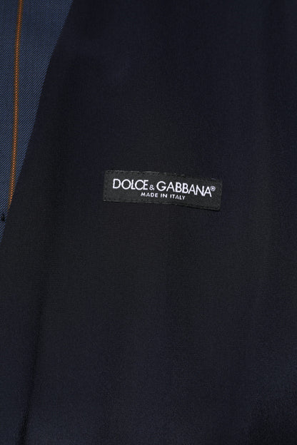 Dolce & Gabbana Blue Stripes Wool Formal Men Waistcoat Vest