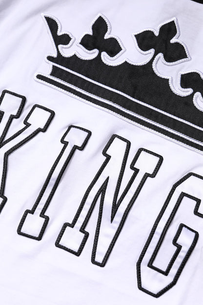 Dolce & Gabbana White Cotton Crown King Embroidery T-shirt