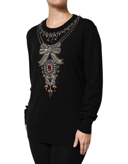 Pull en cachemire noir orné de cristaux Dolce & Gabbana