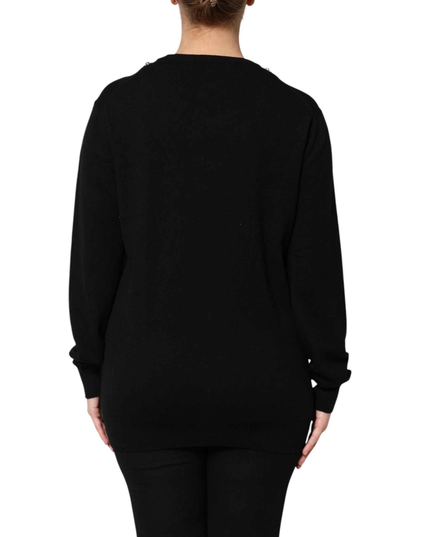 Pull en cachemire noir orné de cristaux Dolce & Gabbana