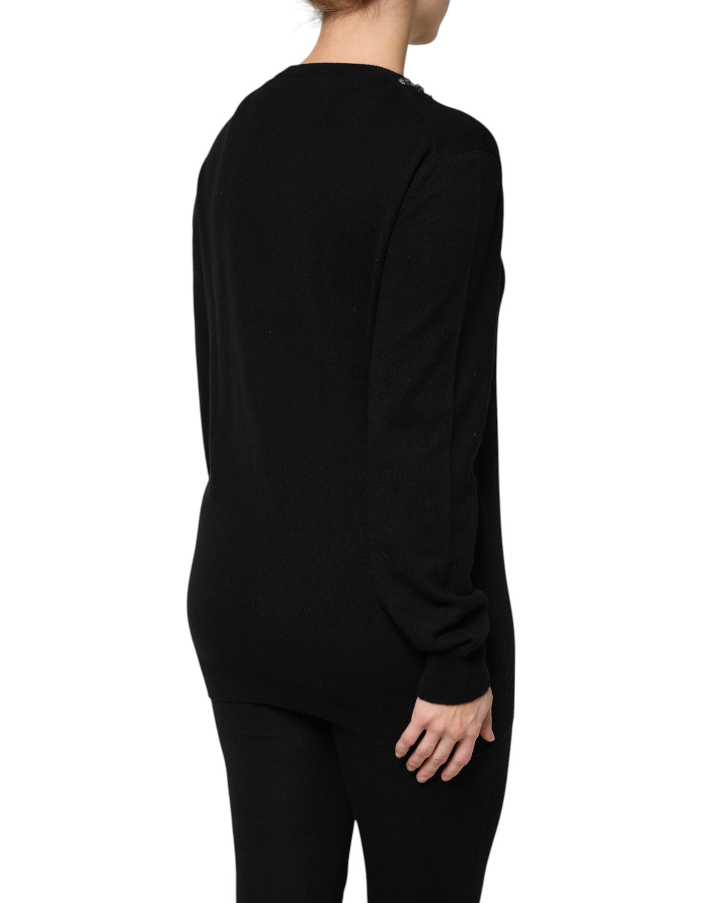 Pull en cachemire noir orné de cristaux Dolce & Gabbana