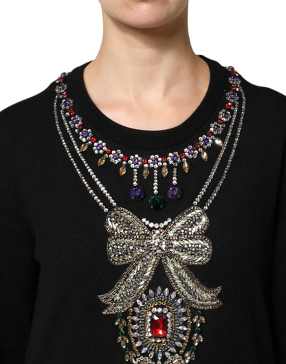 Pull en cachemire noir orné de cristaux Dolce & Gabbana