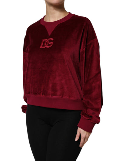 Pull en velours de coton rouge à col rond Dolce & Gabbana