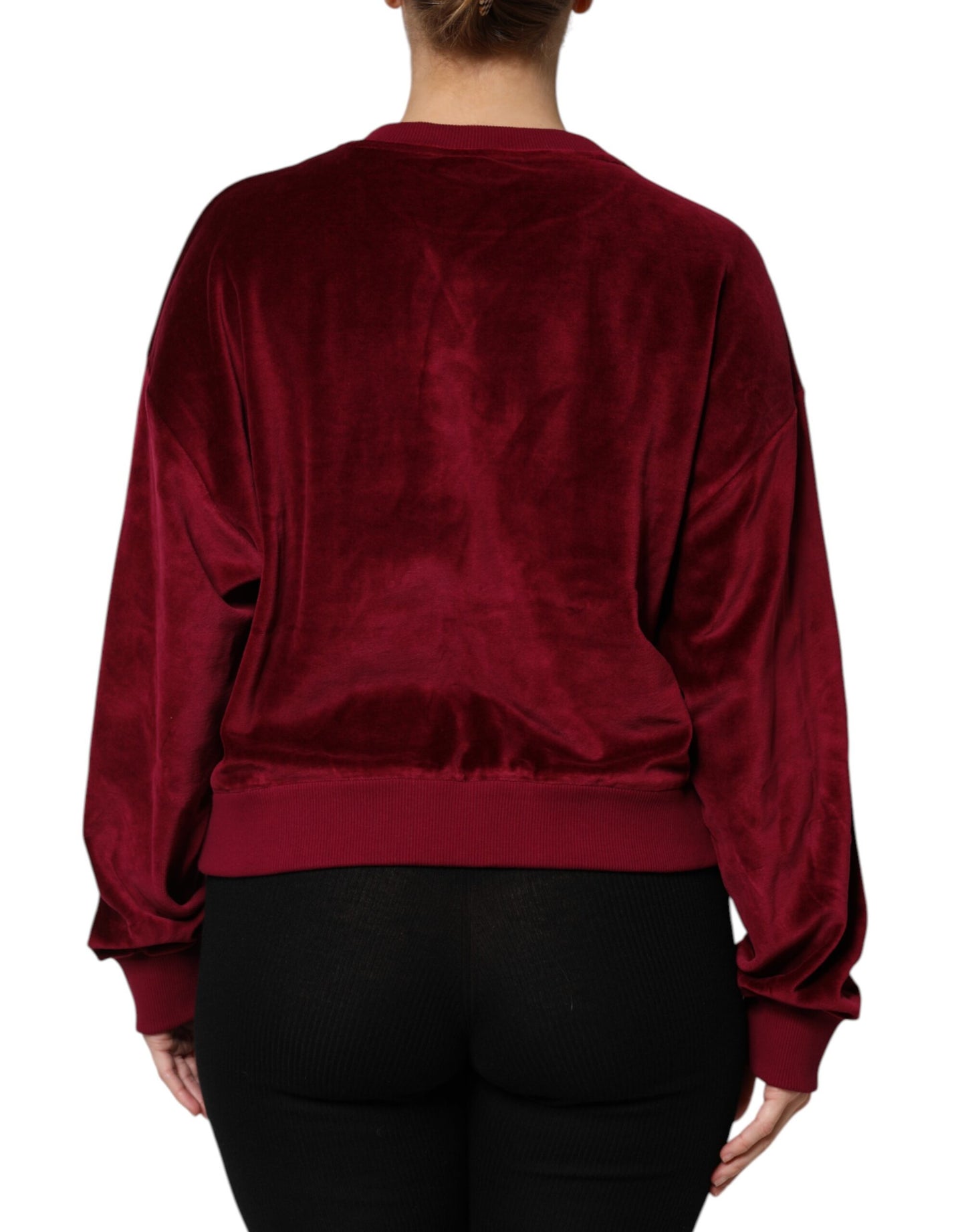 Pull en velours de coton rouge à col rond Dolce & Gabbana