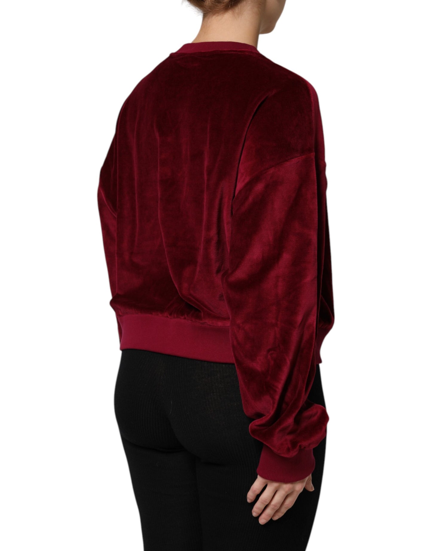 Pull en velours de coton rouge à col rond Dolce & Gabbana