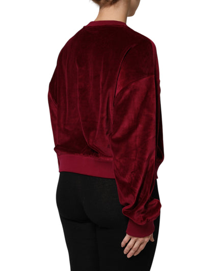 Pull en velours de coton rouge à col rond Dolce & Gabbana