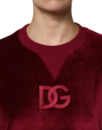 Pull en velours de coton rouge à col rond Dolce & Gabbana