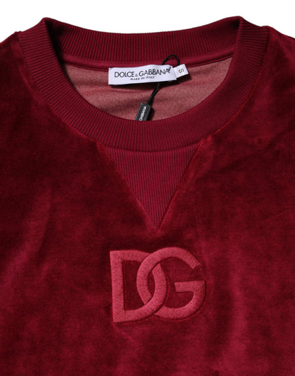 Pull en velours de coton rouge à col rond Dolce & Gabbana