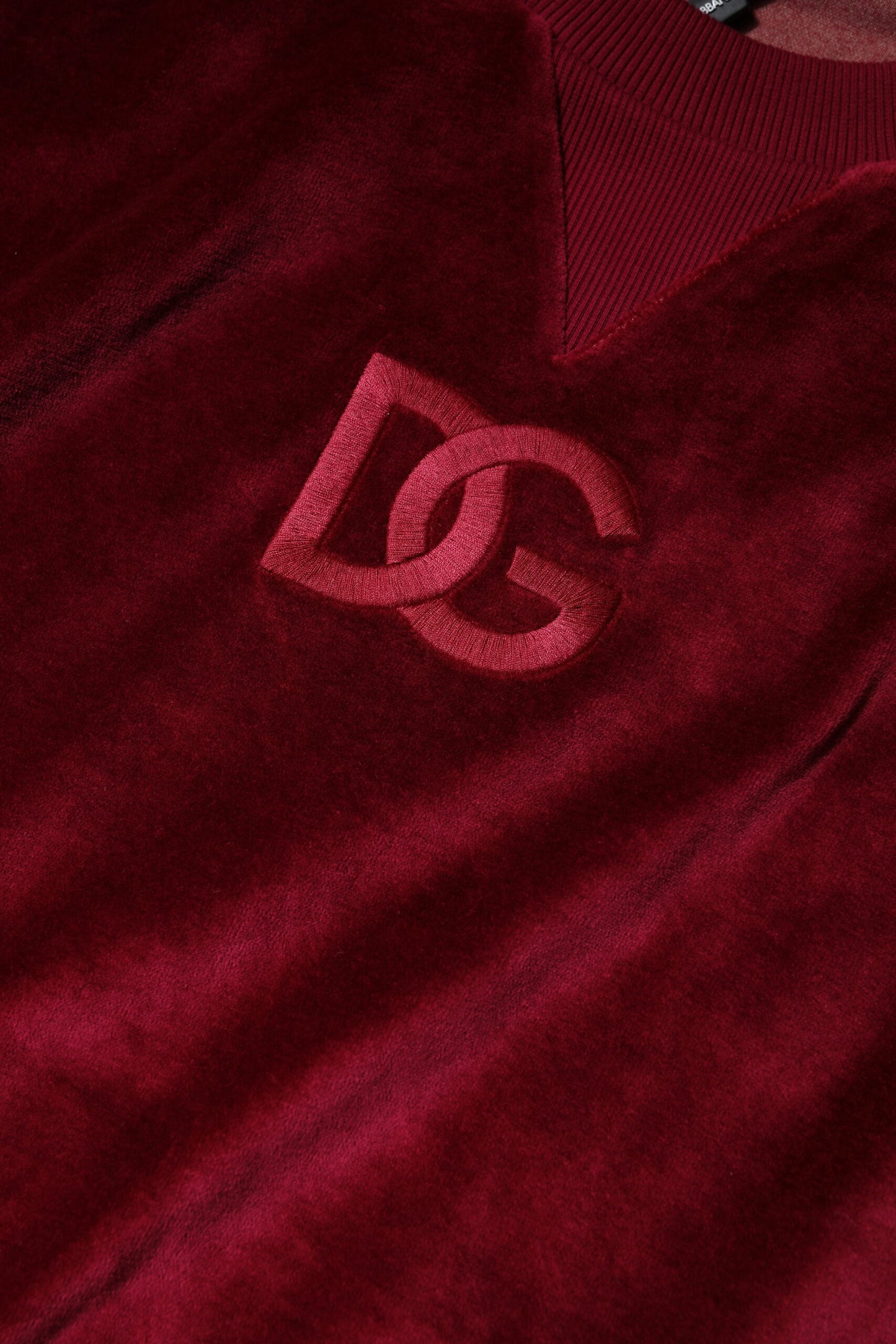 Pull en velours de coton rouge à col rond Dolce & Gabbana