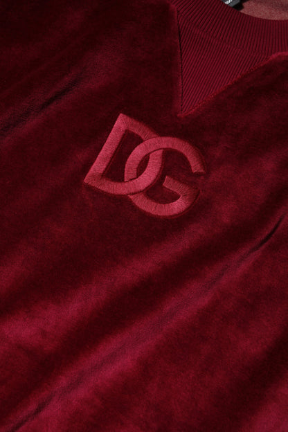 Pull en velours de coton rouge à col rond Dolce & Gabbana