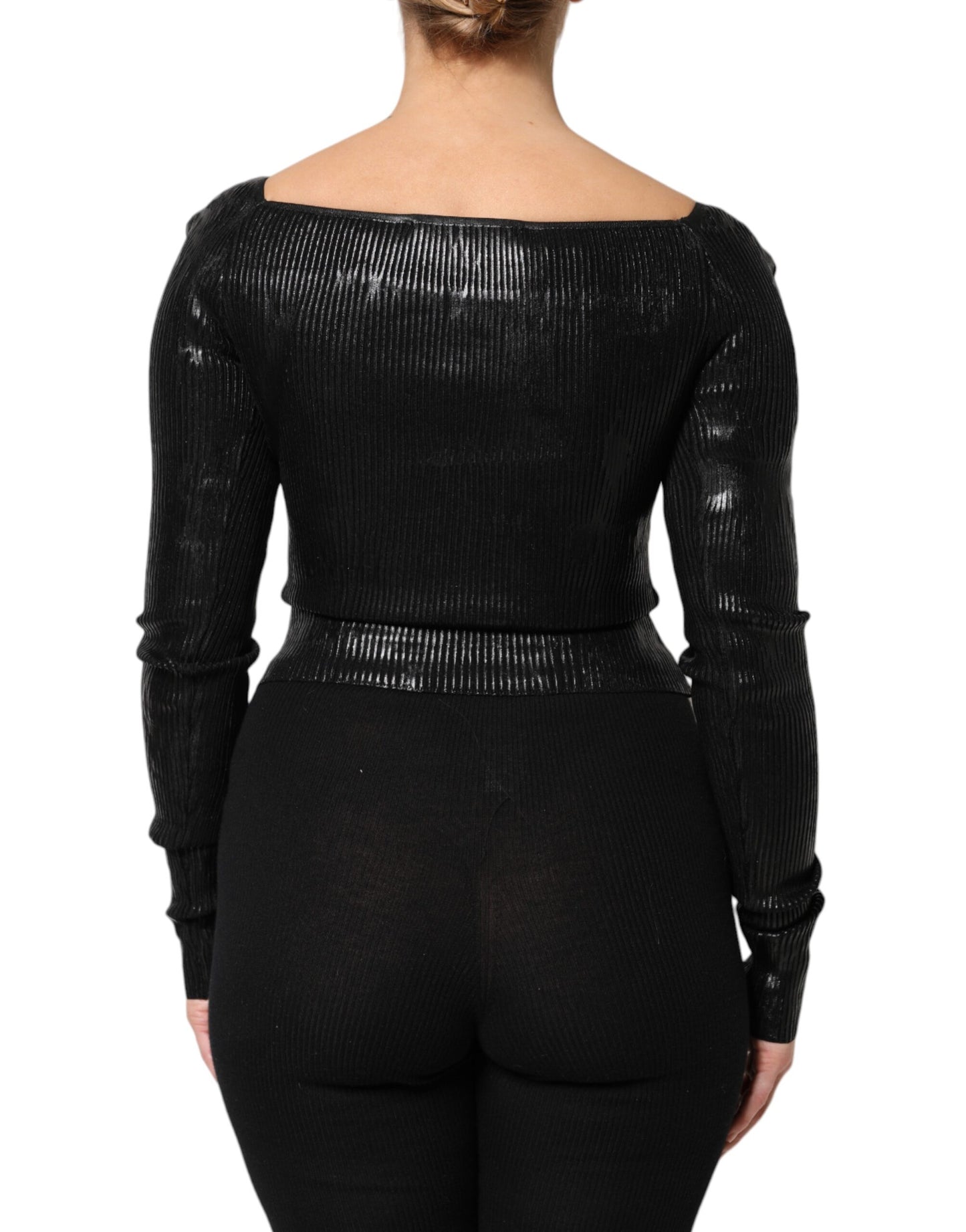 Dolce & Gabbana Blusa ajustada negra de viscosa de manga larga