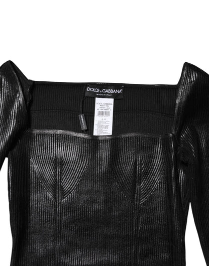 Dolce & Gabbana Blusa ajustada negra de viscosa de manga larga