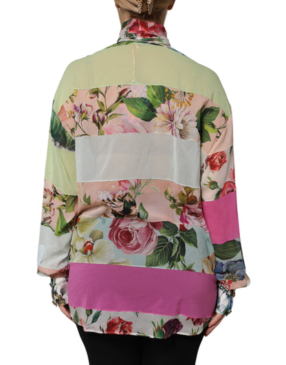 Top de manga larga Dolce & Gabbana con estampado floral patchwork multicolor