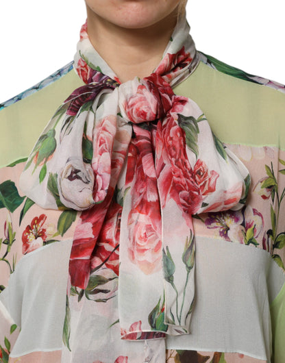Top de manga larga Dolce & Gabbana con estampado floral patchwork multicolor