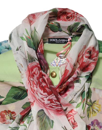 Top de manga larga Dolce & Gabbana con estampado floral patchwork multicolor