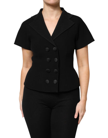 Chaqueta de abrigo cruzada de lana negra de Dolce & Gabbana