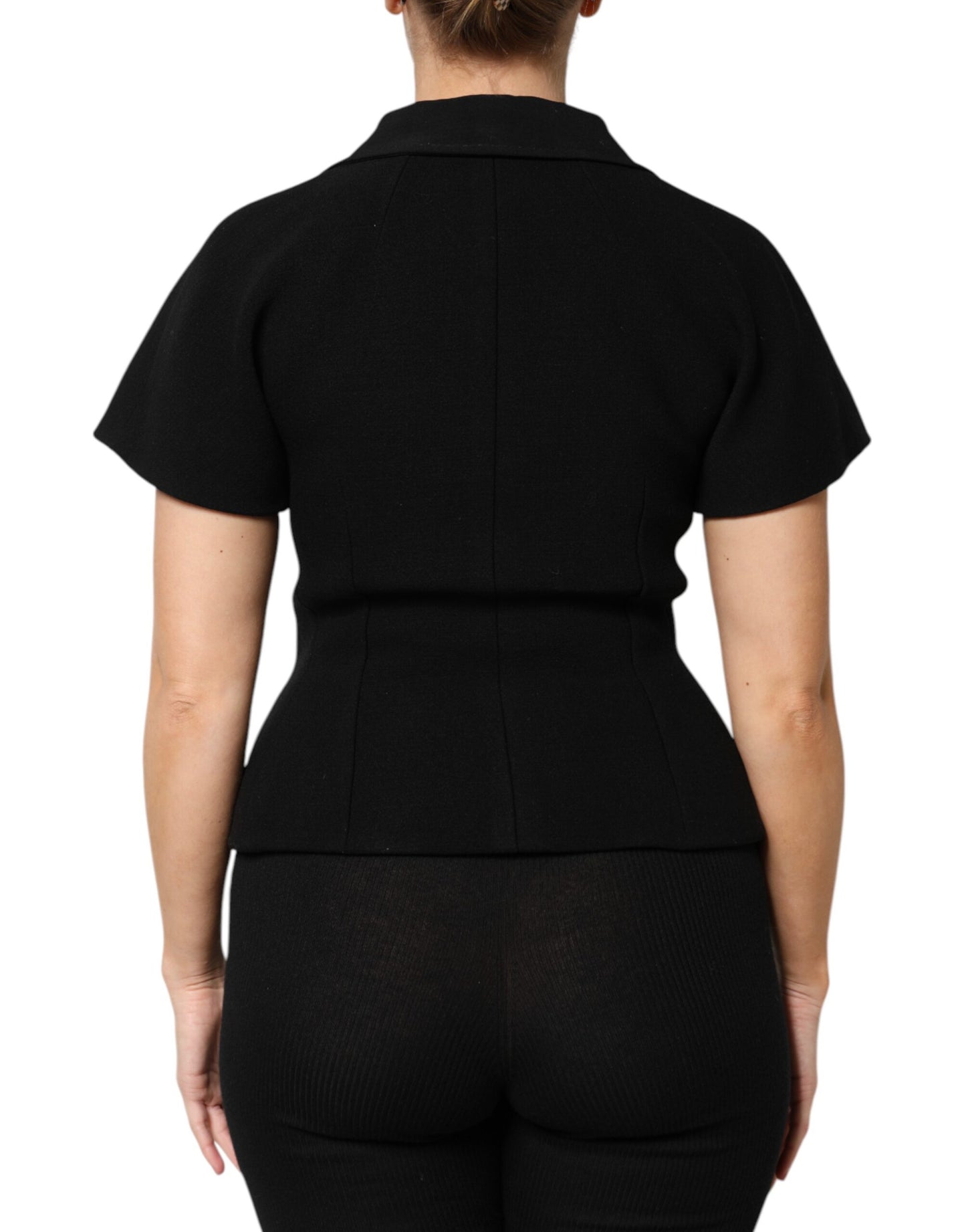 Chaqueta de abrigo cruzada de lana negra de Dolce & Gabbana