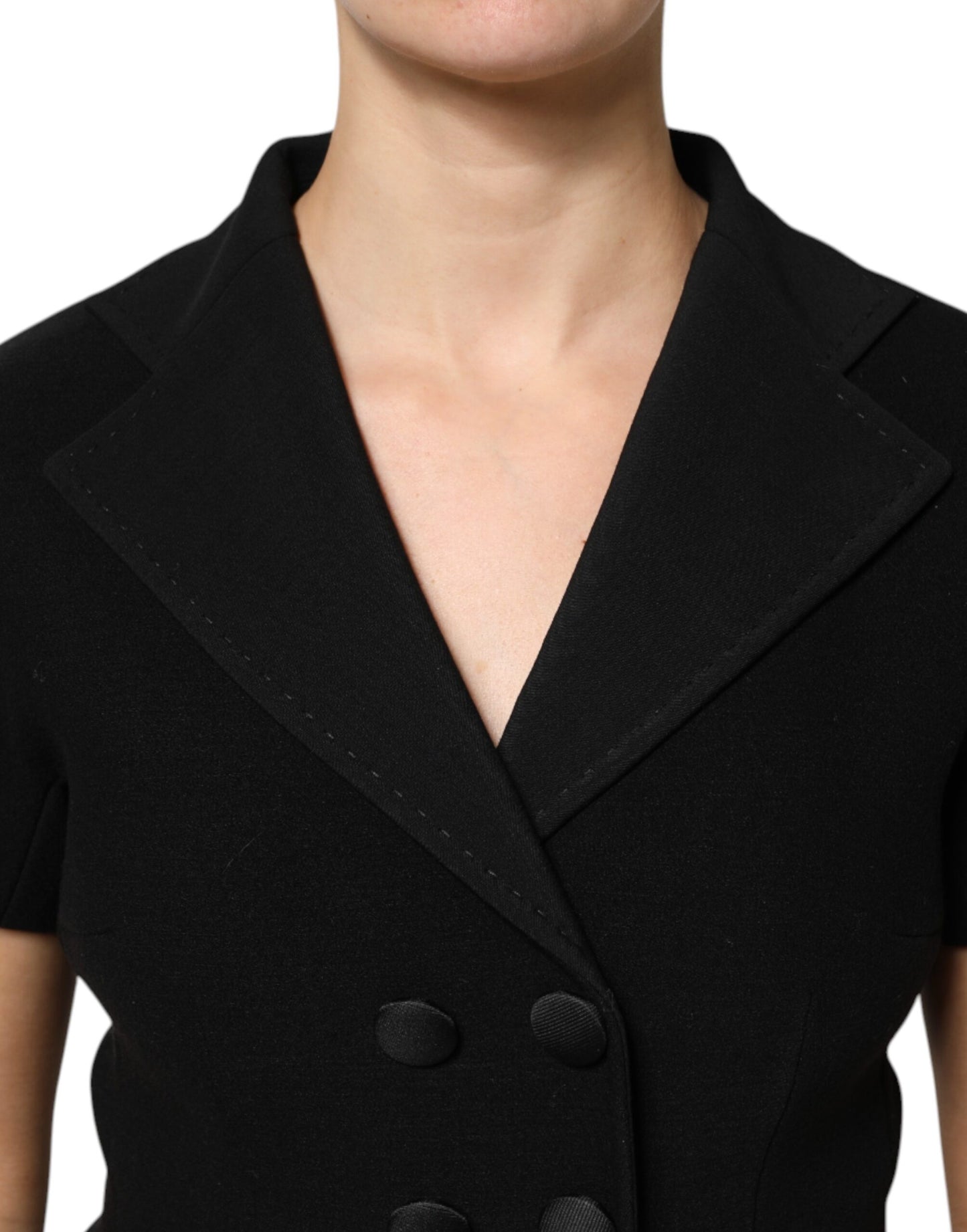 Chaqueta de abrigo cruzada de lana negra de Dolce & Gabbana