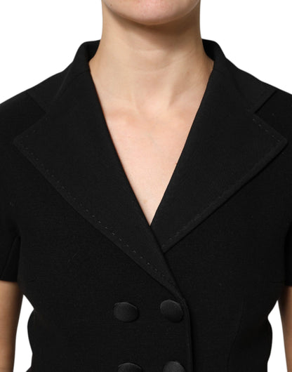 Chaqueta de abrigo cruzada de lana negra de Dolce & Gabbana