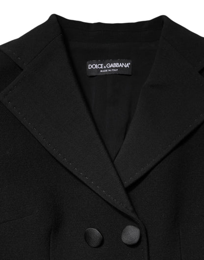 Chaqueta de abrigo cruzada de lana negra de Dolce & Gabbana
