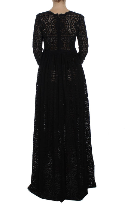 Robe longue Dolce & Gabbana noire en maille Ricamo