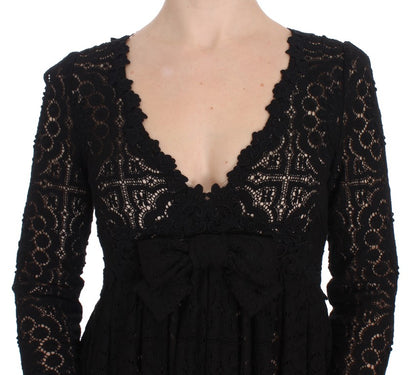 Robe longue Dolce & Gabbana noire en maille Ricamo