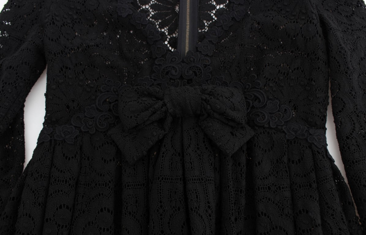 Robe longue Dolce & Gabbana noire en maille Ricamo