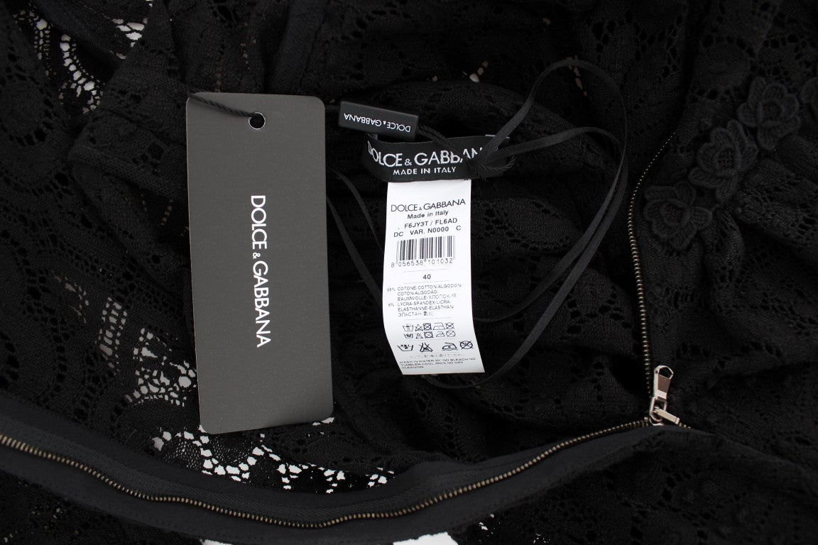 Robe longue Dolce & Gabbana noire en maille Ricamo