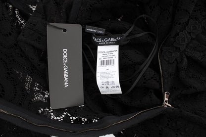 Robe longue Dolce & Gabbana noire en maille Ricamo